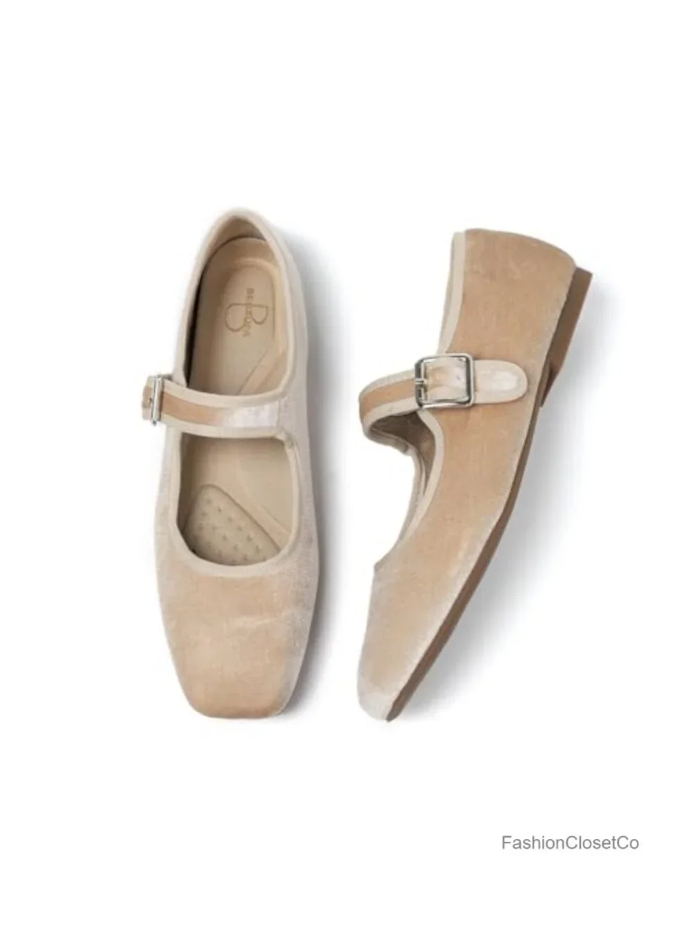 Women's Square Toe Mary Jane Ballet Flats - Adjustable Strap - Faux Leather &